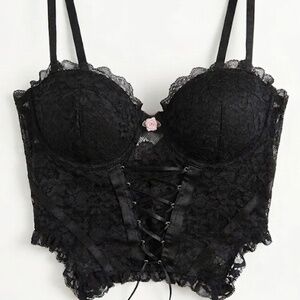 For love & Lemons Black Lace Corset Top